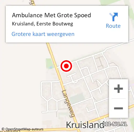 Locatie op kaart van de 112 melding: Ambulance Met Grote Spoed Naar Kruisland, Eerste Boutweg op 31 januari 2015 18:13