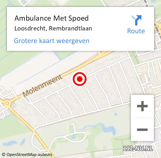 Locatie op kaart van de 112 melding: Ambulance Met Spoed Naar Loosdrecht, Rembrandtlaan op 31 januari 2015 18:30