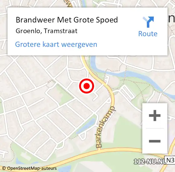 Locatie op kaart van de 112 melding: Brandweer Met Grote Spoed Naar Groenlo, Tramstraat op 31 januari 2015 18:41