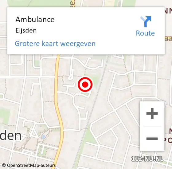 Locatie op kaart van de 112 melding: Ambulance Eijsden op 31 januari 2015 18:42