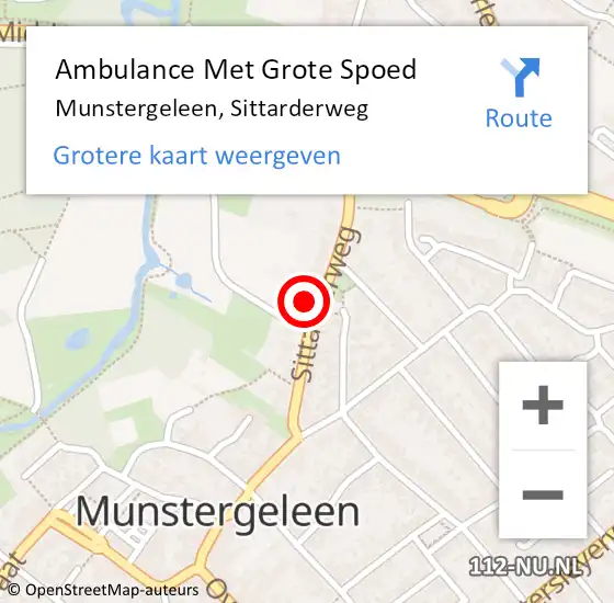 Locatie op kaart van de 112 melding: Ambulance Met Grote Spoed Naar Munstergeleen, Sittarderweg op 31 januari 2015 18:50