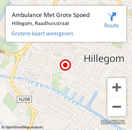 Locatie op kaart van de 112 melding: Ambulance Met Grote Spoed Naar Hillegom, Raadhuisstraat op 31 januari 2015 19:04