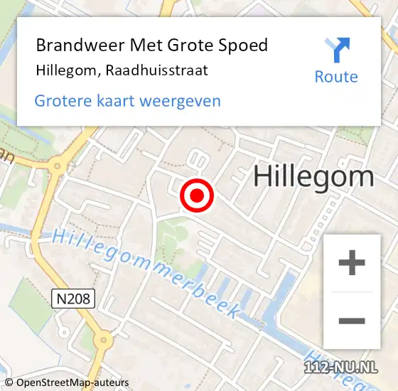 Locatie op kaart van de 112 melding: Brandweer Met Grote Spoed Naar Hillegom, Raadhuisstraat op 31 januari 2015 19:08