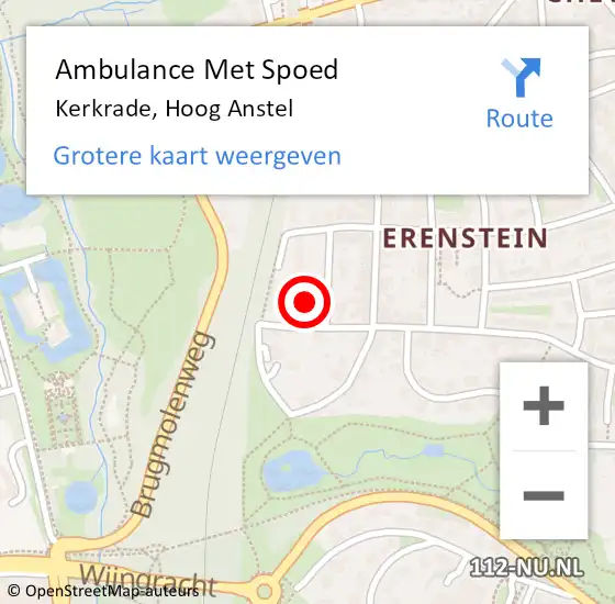 Locatie op kaart van de 112 melding: Ambulance Met Spoed Naar Kerkrade, Hoog Anstel op 31 januari 2015 19:12