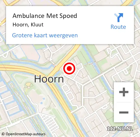 Locatie op kaart van de 112 melding: Ambulance Met Spoed Naar Hoorn, Kluut op 31 januari 2015 19:12