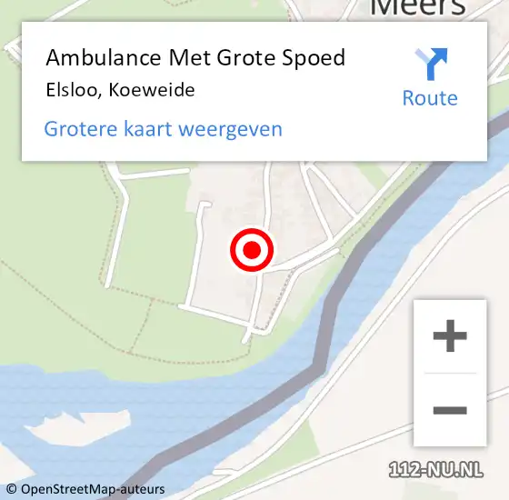 Locatie op kaart van de 112 melding: Ambulance Met Grote Spoed Naar Elsloo, Koeweide op 31 januari 2015 19:15