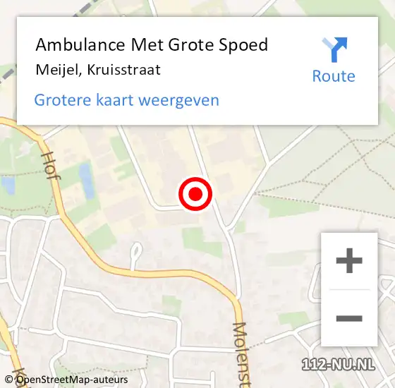 Locatie op kaart van de 112 melding: Ambulance Met Grote Spoed Naar Meijel, Kruisstraat op 31 januari 2015 19:37