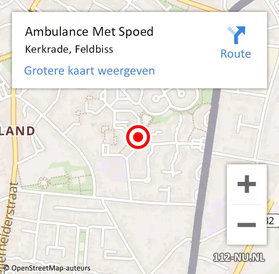 Locatie op kaart van de 112 melding: Ambulance Met Spoed Naar Kerkrade, Feldbiss op 31 januari 2015 19:44