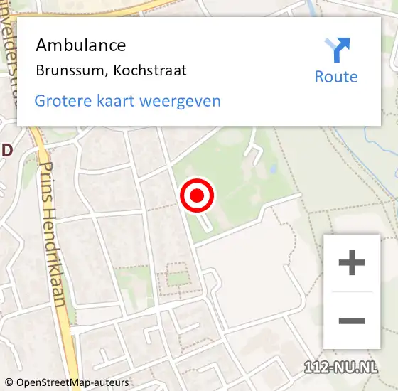 Locatie op kaart van de 112 melding: Ambulance Brunssum, Kochstraat op 31 januari 2015 20:21