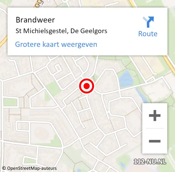 Locatie op kaart van de 112 melding: Brandweer St Michielsgestel, De Geelgors op 31 januari 2015 20:37