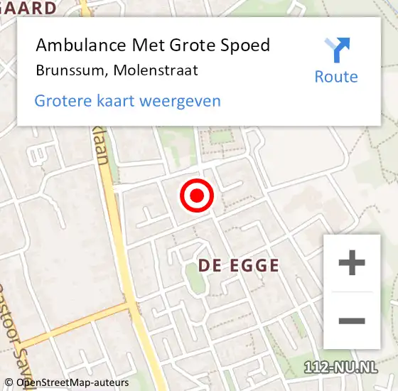 Locatie op kaart van de 112 melding: Ambulance Met Grote Spoed Naar Brunssum, Molenstraat op 31 januari 2015 20:45