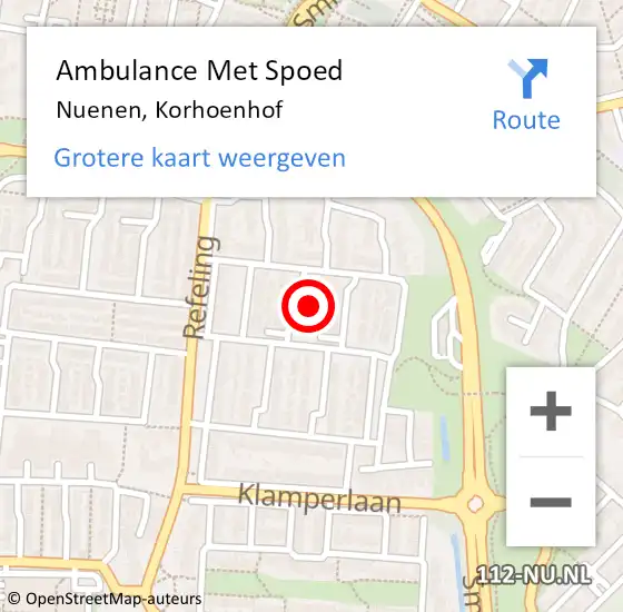 Locatie op kaart van de 112 melding: Ambulance Met Spoed Naar Nuenen, Korhoenhof op 31 januari 2015 20:58