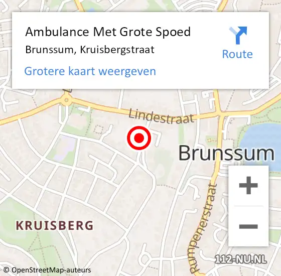 Locatie op kaart van de 112 melding: Ambulance Met Grote Spoed Naar Brunssum, Kruisbergstraat op 31 januari 2015 21:14