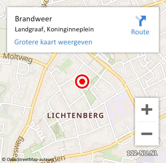 Locatie op kaart van de 112 melding: Brandweer Landgraaf, Koninginneplein op 31 januari 2015 21:15