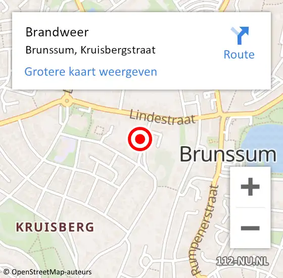 Locatie op kaart van de 112 melding: Brandweer Brunssum, Kruisbergstraat op 31 januari 2015 21:29