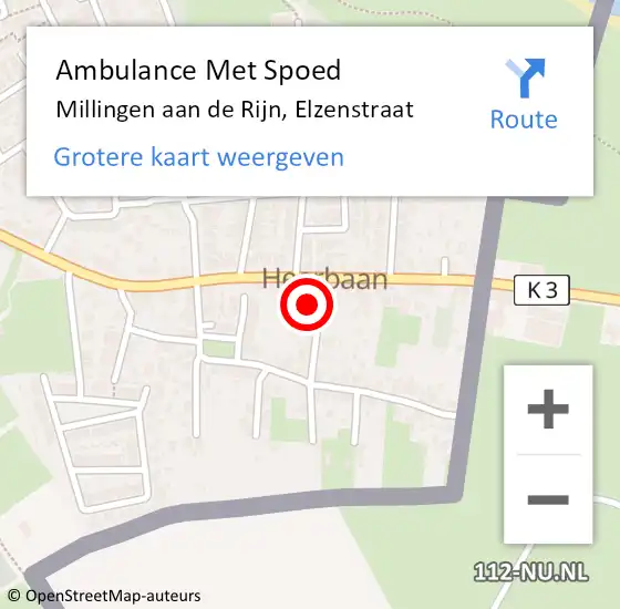 Locatie op kaart van de 112 melding: Ambulance Met Spoed Naar Millingen aan de Rijn, Elzenstraat op 31 januari 2015 22:08