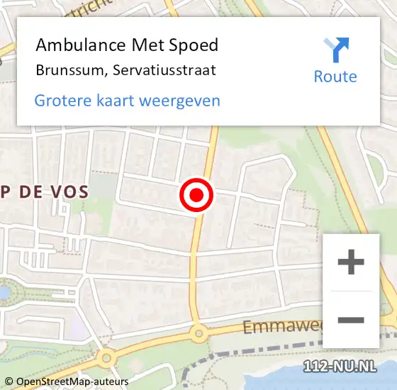 Locatie op kaart van de 112 melding: Ambulance Met Spoed Naar Brunssum, Servatiusstraat op 31 januari 2015 22:19