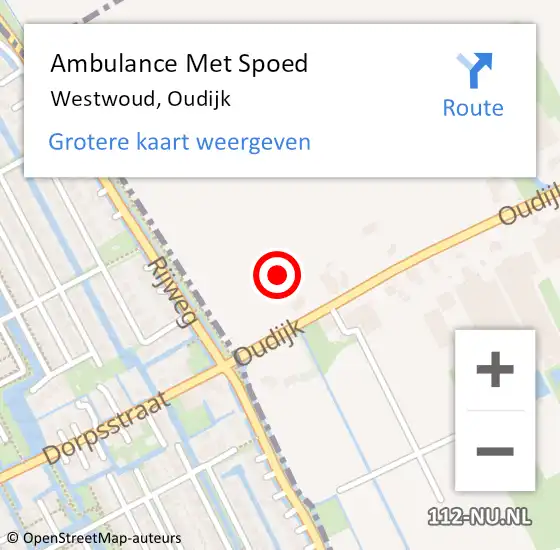 Locatie op kaart van de 112 melding: Ambulance Met Spoed Naar Westwoud, Oudijk op 31 januari 2015 22:49