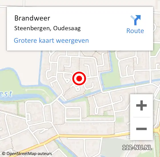 Locatie op kaart van de 112 melding: Brandweer Steenbergen, Oudesaag op 31 januari 2015 22:50