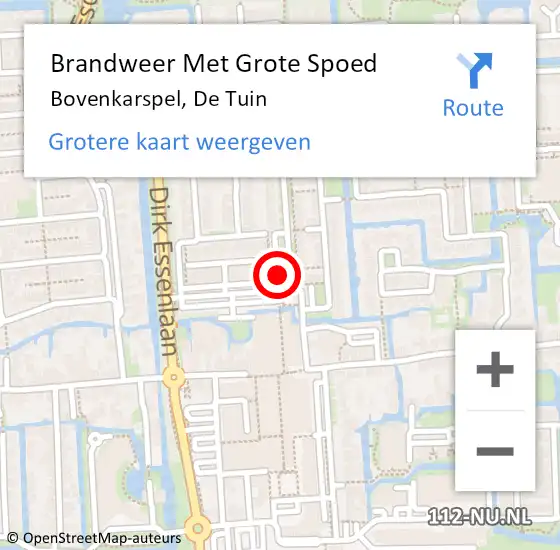 Locatie op kaart van de 112 melding: Brandweer Met Grote Spoed Naar Bovenkarspel, De Tuin op 31 januari 2015 23:11