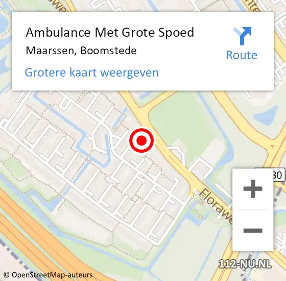 Locatie op kaart van de 112 melding: Ambulance Met Grote Spoed Naar Maarssen, Boomstede op 31 januari 2015 23:27