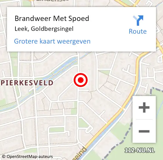 Locatie op kaart van de 112 melding: Brandweer Met Spoed Naar Leek, Goldbergsingel op 31 januari 2015 23:48