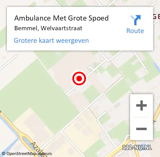 Locatie op kaart van de 112 melding: Ambulance Met Grote Spoed Naar Bemmel, Welvaartstraat op 1 februari 2015 00:25