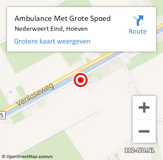 Locatie op kaart van de 112 melding: Ambulance Met Grote Spoed Naar Nederweert Eind, Hoeven op 28 oktober 2013 15:29