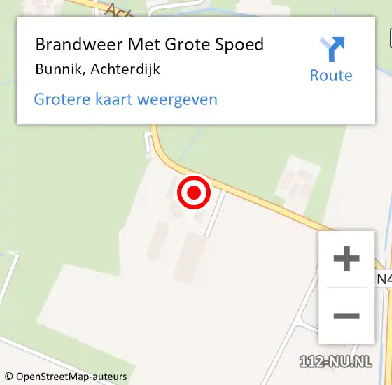 Locatie op kaart van de 112 melding: Brandweer Met Grote Spoed Naar Bunnik, Achterdijk op 1 februari 2015 02:02