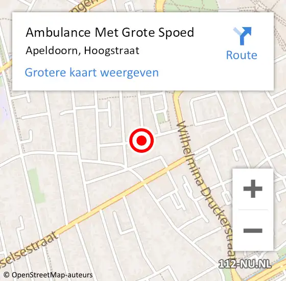 Locatie op kaart van de 112 melding: Ambulance Met Grote Spoed Naar Apeldoorn, Hoogstraat op 1 februari 2015 02:23