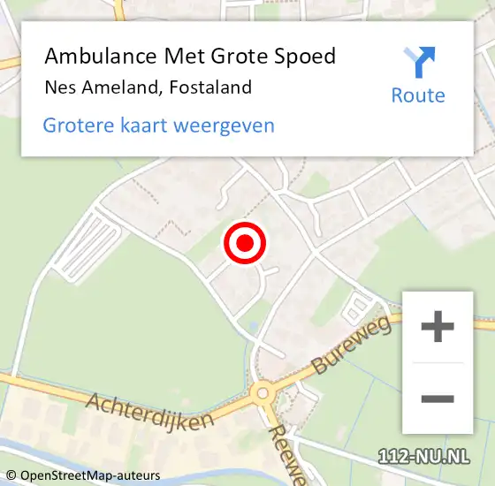 Locatie op kaart van de 112 melding: Ambulance Met Grote Spoed Naar Nes Ameland, Fostaland op 1 februari 2015 02:56