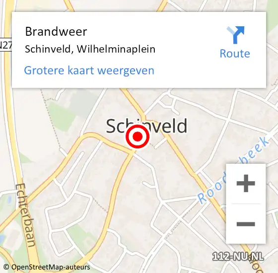 Locatie op kaart van de 112 melding: Brandweer Schinveld, Wilhelminaplein op 1 februari 2015 03:05