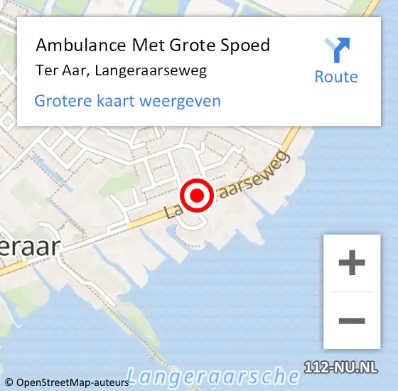 Locatie op kaart van de 112 melding: Ambulance Met Grote Spoed Naar Ter Aar, Langeraarseweg op 1 februari 2015 03:57