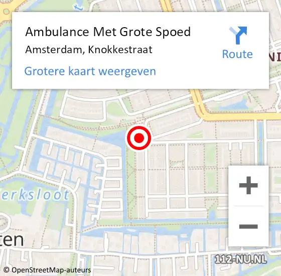 Locatie op kaart van de 112 melding: Ambulance Met Grote Spoed Naar Amsterdam, Knokkestraat op 1 februari 2015 04:30