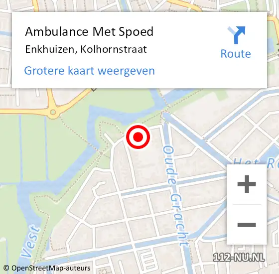 Locatie op kaart van de 112 melding: Ambulance Met Spoed Naar Enkhuizen, Kolhornstraat op 1 februari 2015 05:16