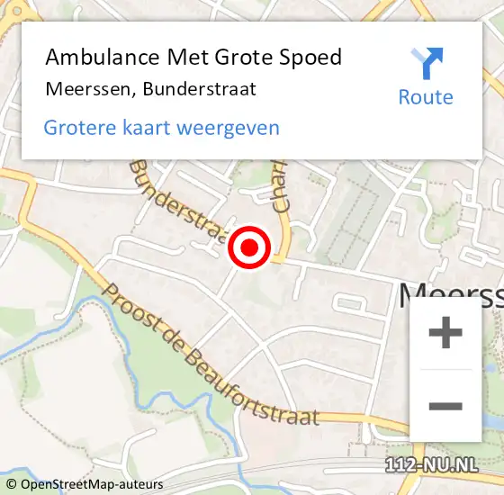 Locatie op kaart van de 112 melding: Ambulance Met Grote Spoed Naar Meerssen, Bunderstraat op 1 februari 2015 05:24