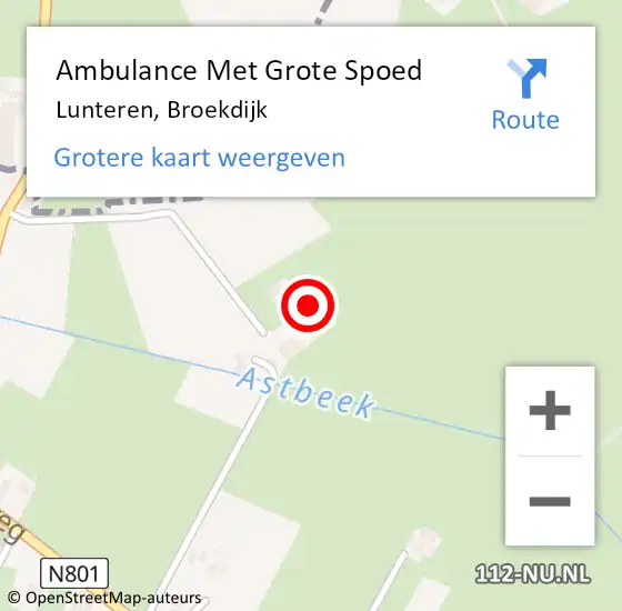 Locatie op kaart van de 112 melding: Ambulance Met Grote Spoed Naar Lunteren, Broekdijk op 1 februari 2015 05:54