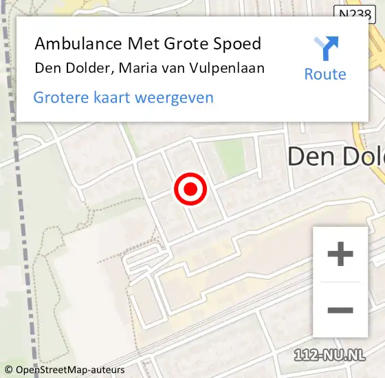 Locatie op kaart van de 112 melding: Ambulance Met Grote Spoed Naar Den Dolder, Maria van Vulpenlaan op 1 februari 2015 06:42