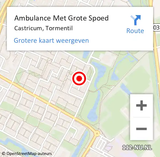 Locatie op kaart van de 112 melding: Ambulance Met Grote Spoed Naar Castricum, Tormentil op 1 februari 2015 07:33