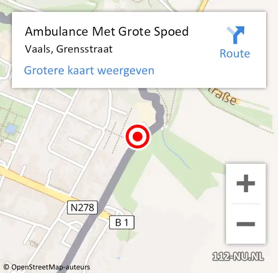 Locatie op kaart van de 112 melding: Ambulance Met Grote Spoed Naar Vaals, Grensstraat op 1 februari 2015 08:20