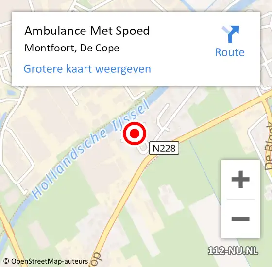 Locatie op kaart van de 112 melding: Ambulance Met Spoed Naar Montfoort, De Cope op 1 februari 2015 08:56