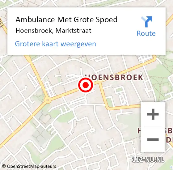 Locatie op kaart van de 112 melding: Ambulance Met Grote Spoed Naar Hoensbroek, Marktstraat op 1 februari 2015 09:21