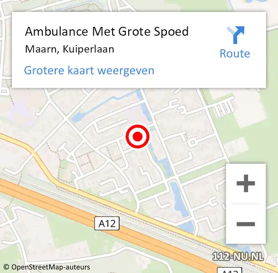 Locatie op kaart van de 112 melding: Ambulance Met Grote Spoed Naar Maarn, Kuiperlaan op 1 februari 2015 09:47