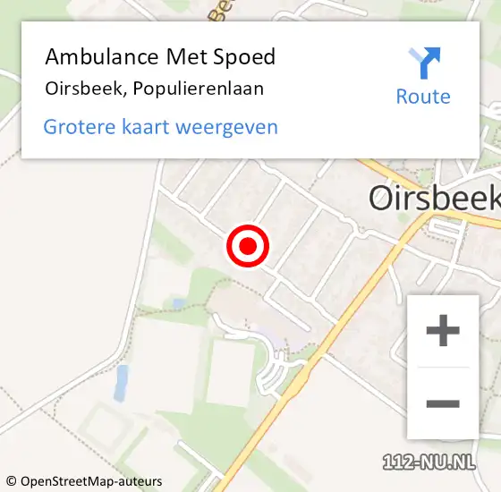 Locatie op kaart van de 112 melding: Ambulance Met Spoed Naar Oirsbeek, Populierenlaan op 1 februari 2015 09:48