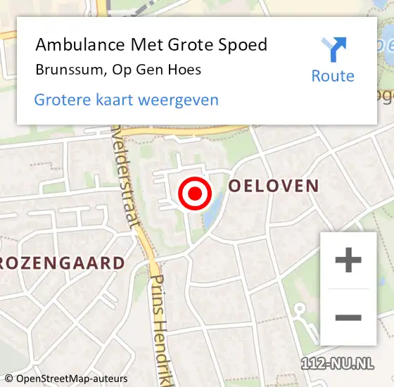 Locatie op kaart van de 112 melding: Ambulance Met Grote Spoed Naar Brunssum, Op Gen Hoes op 1 februari 2015 10:11