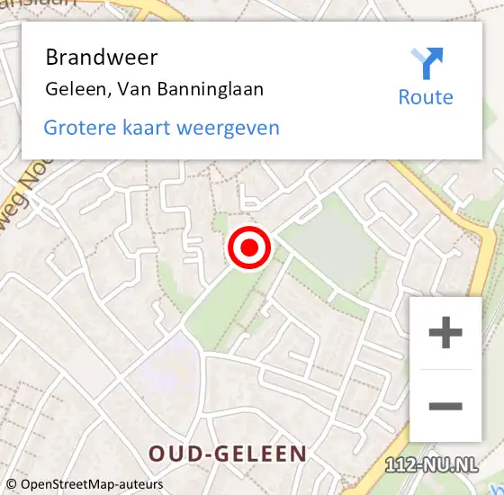 Locatie op kaart van de 112 melding: Brandweer Geleen, Van Banninglaan op 28 oktober 2013 15:41