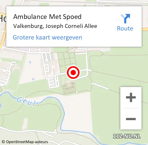 Locatie op kaart van de 112 melding: Ambulance Met Spoed Naar Valkenburg, Joseph Corneli Allee op 1 februari 2015 10:30