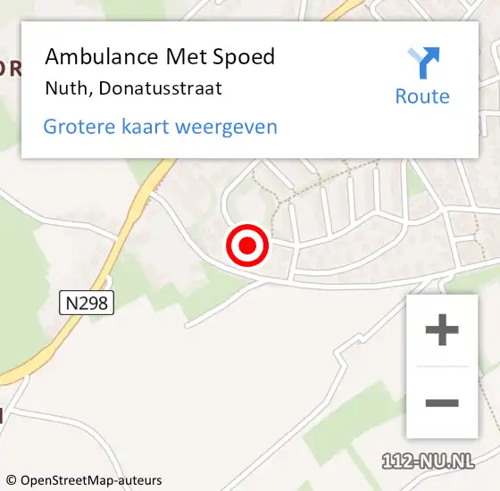 Locatie op kaart van de 112 melding: Ambulance Met Spoed Naar Nuth, Donatusstraat op 1 februari 2015 10:35