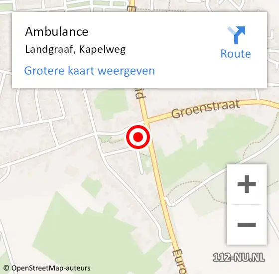 Locatie op kaart van de 112 melding: Ambulance Landgraaf, Kapelweg op 1 februari 2015 10:49