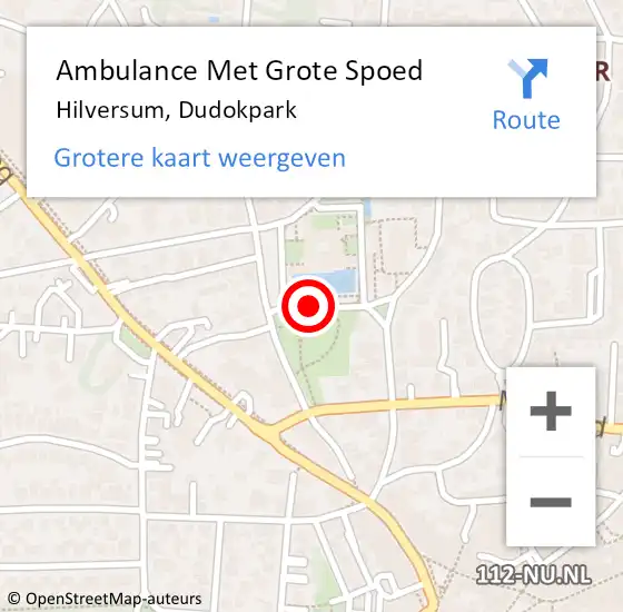 Locatie op kaart van de 112 melding: Ambulance Met Grote Spoed Naar Hilversum, Dudokpark op 1 februari 2015 11:02